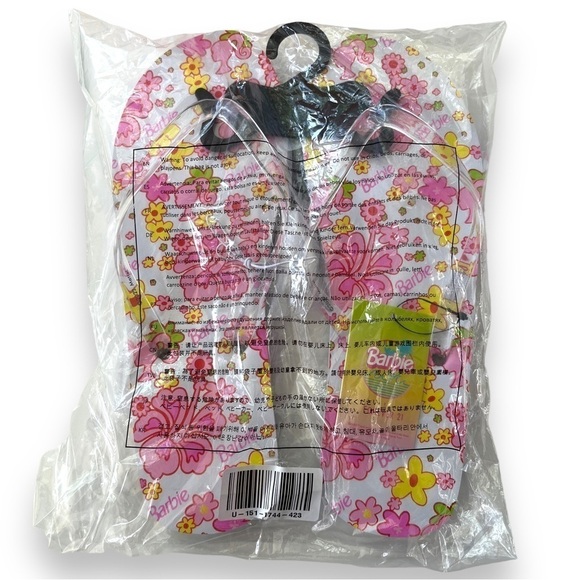 Barbie X Forever 21 Women's Pink White Clear Floral Flip Flops Sandals L New - Picture 4 of 5